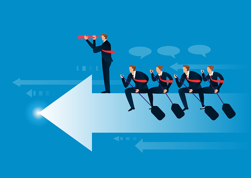 团队合作划桨的箭头图片下载