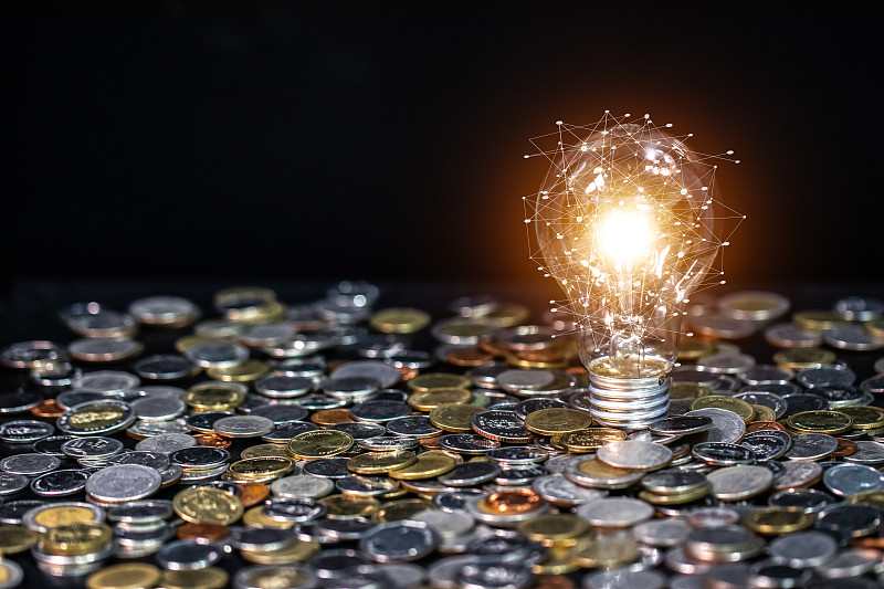 钱的概念,灯泡的概念,生意图片下载