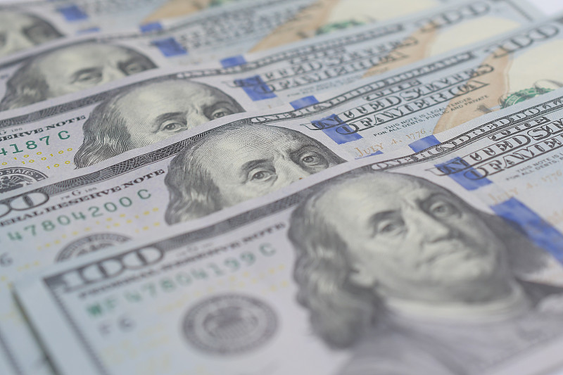 美元钞票。图片下载
