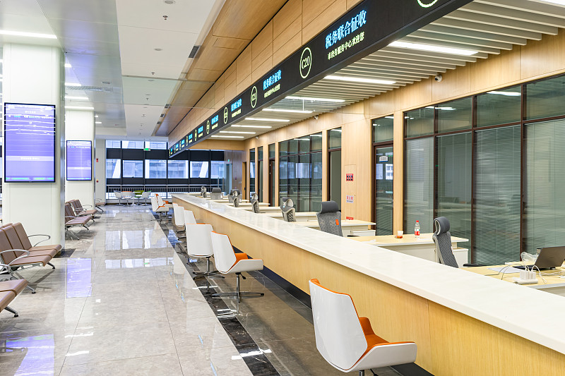 中国市民之家市政服务大厅,社会保障卡服务网点室内环境拍摄主题,营业厅和柜台服务窗口,室内无人图像摄影图片下载