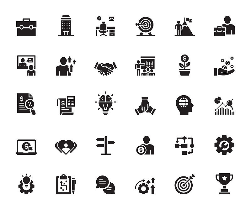 简单的业务相关向量图标集。符号集合。图片下载