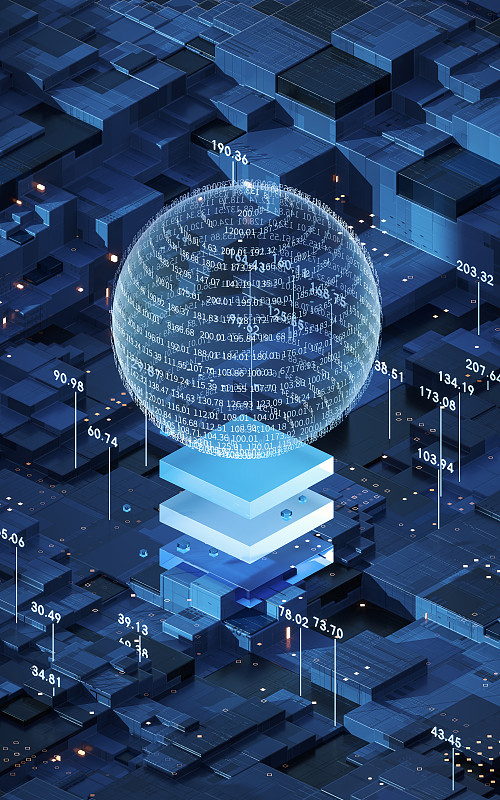 大数据概念图3D渲染图片下载