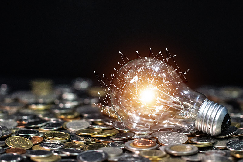 钱的概念,灯泡的概念,生意图片下载