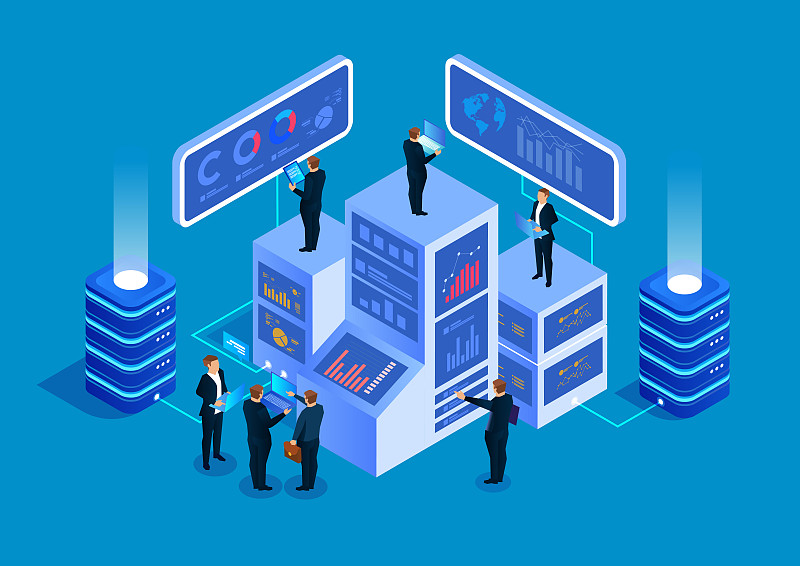 等距商业大数据管理服务和数据分析概念图片下载